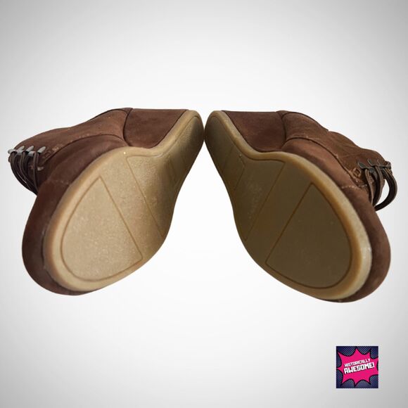 TOMS Quilted Brown Suede Wedge Booties Inner Shearling - Sz.8 - Never Worn - Picture 4 of 4